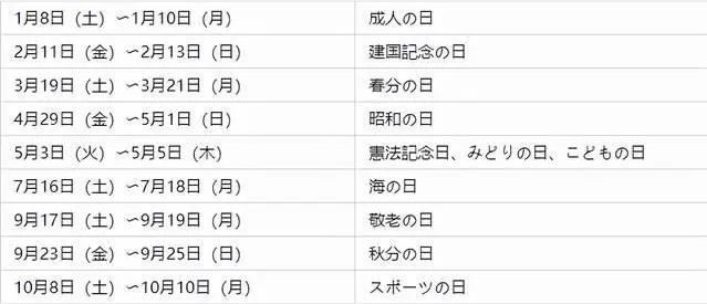 日本留學生放假時間表安排