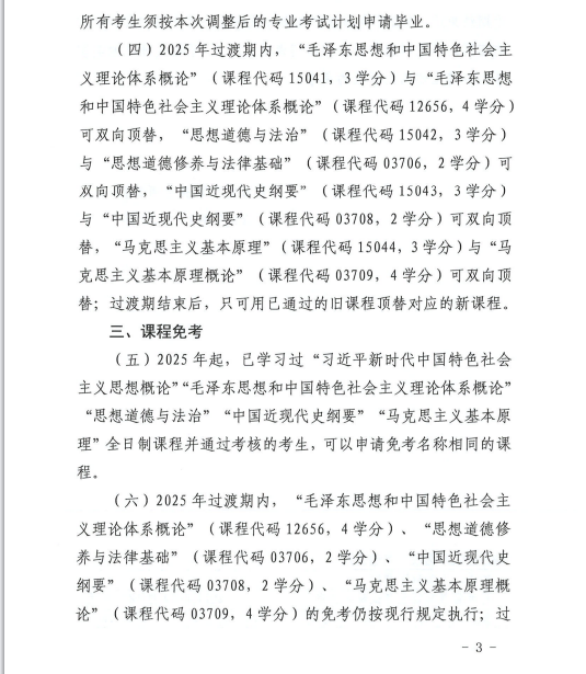 青海省教育招生考試院關于調(diào)整高等教育自學考試思想政治理論課課程設置的通知