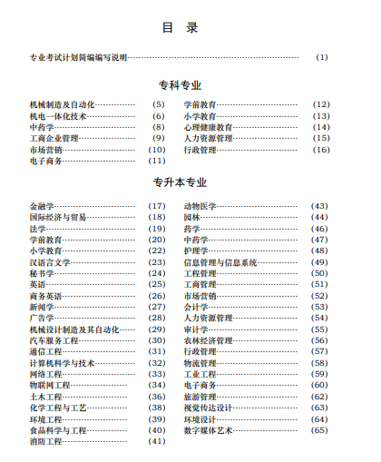 江蘇省高等教育自學(xué)考試專業(yè)考試計劃簡編（2024年版）